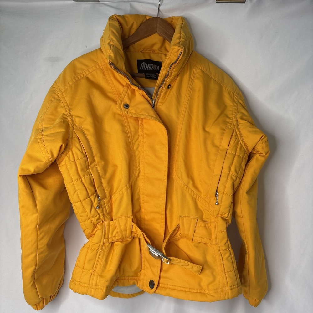 Vtg Nordica Classics Women's Size 8 Yellow Insulated Winter‎ Ski Jacket Fitted